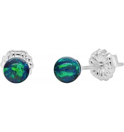 925 Sterling Silver 4mm Created Opal Ball Stud Earrings Peacock $14.27 Earrings