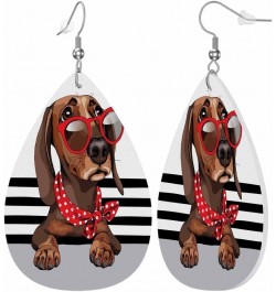 Leather Earrings for Women Teardrop Double-Sided Dangle Lightweight Girls Leaf Earrings Dachshund Dog $7.40 Earrings