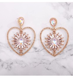 Rhinestones Dangle Earrings Big Heart Crystal Drop Earrings Rhinestones Bridal Drop Dangle Earrings Statement Body Jewelry fo...