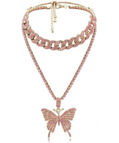 Big Crystal Butterfly Pendant Choker Necklace Rhinestone Chain Statement Necklace Jewelry Fashion Party Accessories for Women...