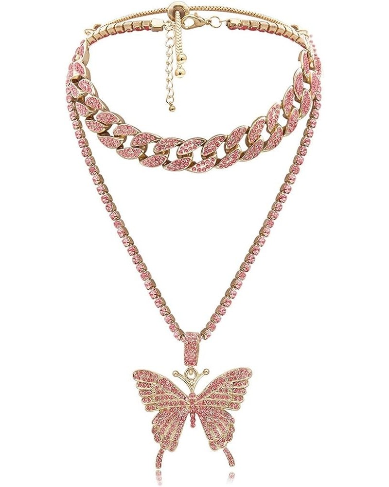 Big Crystal Butterfly Pendant Choker Necklace Rhinestone Chain Statement Necklace Jewelry Fashion Party Accessories for Women...