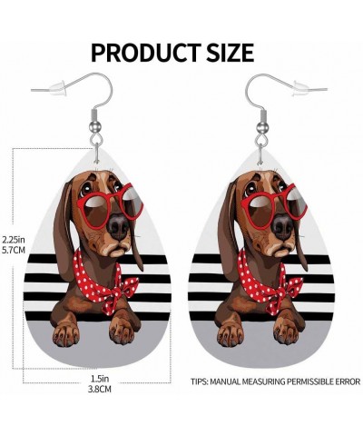 Leather Earrings for Women Teardrop Double-Sided Dangle Lightweight Girls Leaf Earrings Dachshund Dog $7.40 Earrings