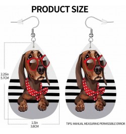 Leather Earrings for Women Teardrop Double-Sided Dangle Lightweight Girls Leaf Earrings Dachshund Dog $7.40 Earrings