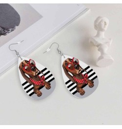 Leather Earrings for Women Teardrop Double-Sided Dangle Lightweight Girls Leaf Earrings Dachshund Dog $7.40 Earrings