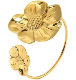 Exaggerated Flower Bracelet 18K Gold Plated Stainless Steel for Women Girls Gold Tone Bangle Vintage Style Blossom Flowers Br...