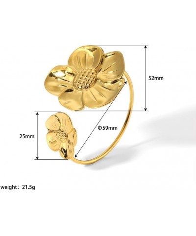 Exaggerated Flower Bracelet 18K Gold Plated Stainless Steel for Women Girls Gold Tone Bangle Vintage Style Blossom Flowers Br...