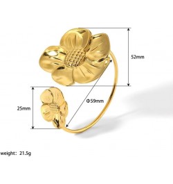 Exaggerated Flower Bracelet 18K Gold Plated Stainless Steel for Women Girls Gold Tone Bangle Vintage Style Blossom Flowers Br...