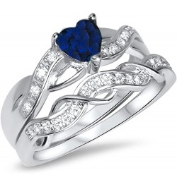 His and Hers 3 Piece Trio Sterling Silver Titanium Blue Wedding Band Engagement Ring Set Her 9 - His 9 $39.90 Sets