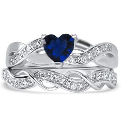 His and Hers 3 Piece Trio Sterling Silver Titanium Blue Wedding Band Engagement Ring Set Her 9 - His 9 $39.90 Sets