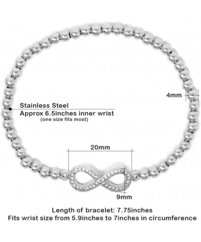 by you Women Teen Girls Stainless Steel Fashion Design Charm Rhinestone Gold Silver Bead Ball Stretchable Elastic Bracelets I...