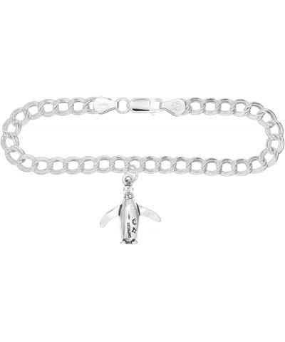 Sterling Silver Penguin on 4 Millimeter Charm Bracelet 7.0 Inches $21.97 Bracelets