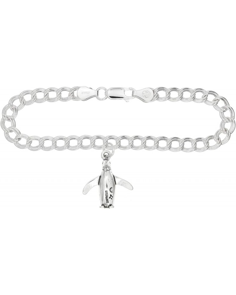 Sterling Silver Penguin on 4 Millimeter Charm Bracelet 7.0 Inches $21.97 Bracelets