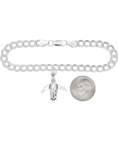 Sterling Silver Penguin on 4 Millimeter Charm Bracelet 7.0 Inches $21.97 Bracelets