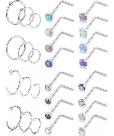 18 Gauge Nose Rings Hoop Stainless Steel Bone L Shaped Screw 1.5-3mm CZ Nose Studs Cartilage Daith Tragus Ear Piercing Ring H...