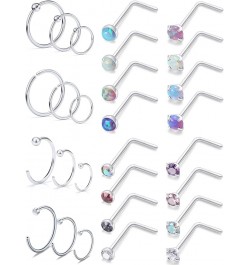 18 Gauge Nose Rings Hoop Stainless Steel Bone L Shaped Screw 1.5-3mm CZ Nose Studs Cartilage Daith Tragus Ear Piercing Ring H...