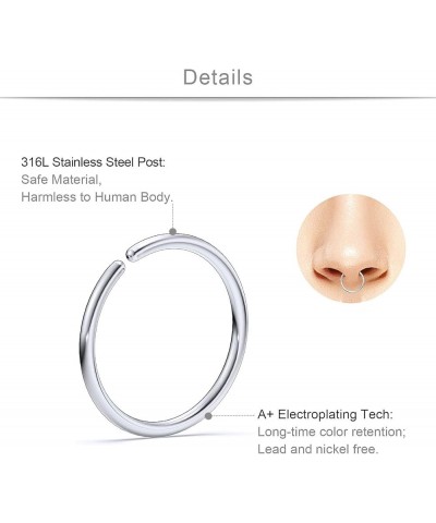 18 Gauge Nose Rings Hoop Stainless Steel Bone L Shaped Screw 1.5-3mm CZ Nose Studs Cartilage Daith Tragus Ear Piercing Ring H...