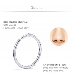 18 Gauge Nose Rings Hoop Stainless Steel Bone L Shaped Screw 1.5-3mm CZ Nose Studs Cartilage Daith Tragus Ear Piercing Ring H...