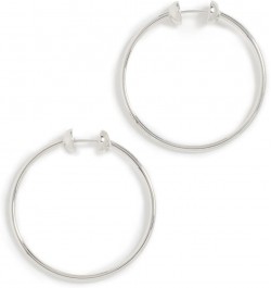 Women's Icon Hoops Small Rhodium $50.60 Earrings