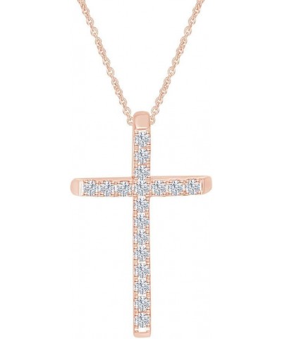 Moissanite Cross Pendant Necklace for Women in 18K Gold Over Plated Sterling Silver Lab Created Diamond Birthday Christmas Gi...