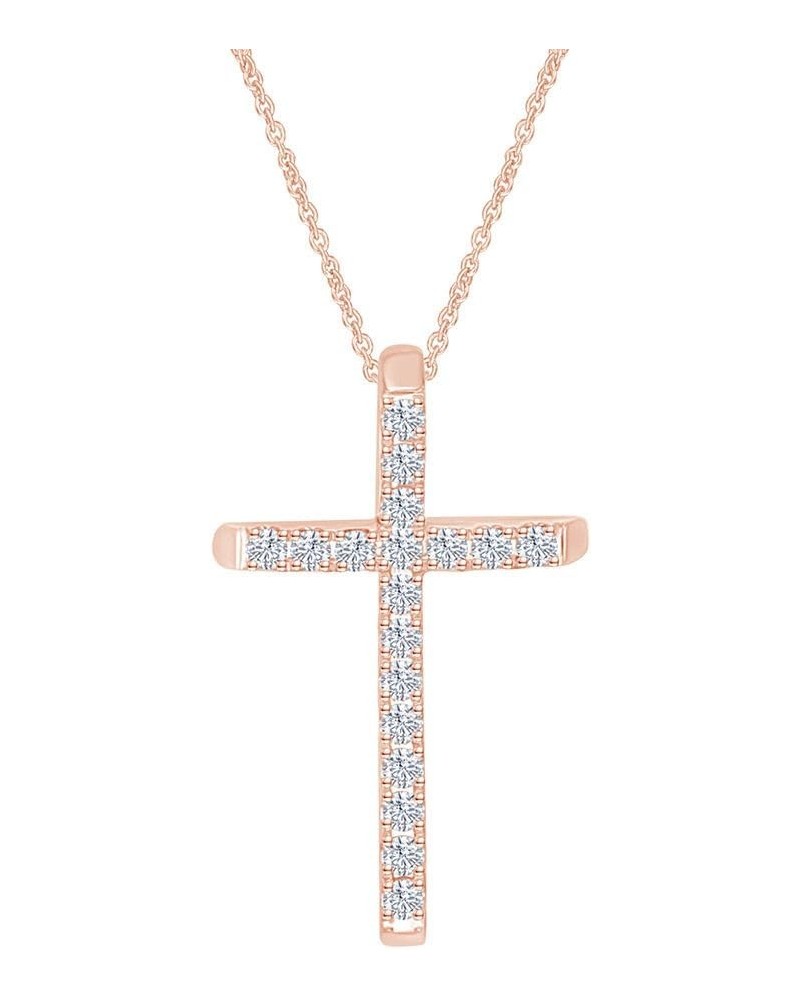 Moissanite Cross Pendant Necklace for Women in 18K Gold Over Plated Sterling Silver Lab Created Diamond Birthday Christmas Gi...