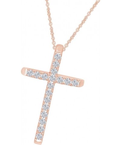 Moissanite Cross Pendant Necklace for Women in 18K Gold Over Plated Sterling Silver Lab Created Diamond Birthday Christmas Gi...