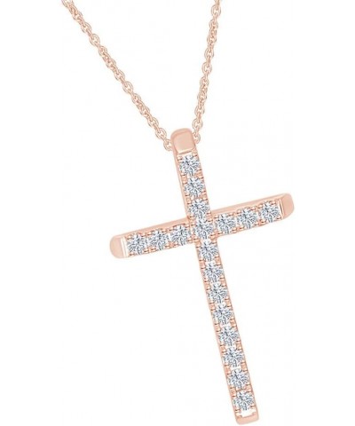 Moissanite Cross Pendant Necklace for Women in 18K Gold Over Plated Sterling Silver Lab Created Diamond Birthday Christmas Gi...