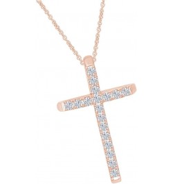 Moissanite Cross Pendant Necklace for Women in 18K Gold Over Plated Sterling Silver Lab Created Diamond Birthday Christmas Gi...