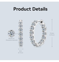 Moissanite Hoop Earrings for Women, 925 Sterling Silver D-E Color Moissanite Simulated Diamond Earrings, Small Huggie Hoop Ea...