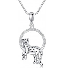 Cheetah Pendant Necklace Leopard Round Necklace Silver Panther Necklace Jewelry Gift for Women Girls $22.16 Necklaces