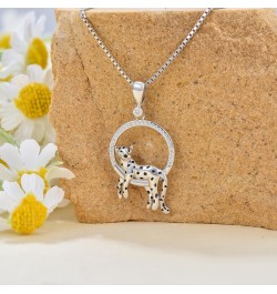 Cheetah Pendant Necklace Leopard Round Necklace Silver Panther Necklace Jewelry Gift for Women Girls $22.16 Necklaces