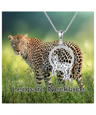 Cheetah Pendant Necklace Leopard Round Necklace Silver Panther Necklace Jewelry Gift for Women Girls $22.16 Necklaces