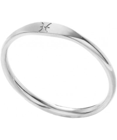 Women's Stainless Steel 12 Zodiac Constellation Ring Astrological Symbols Signet Ring Silver-Pisces $7.31 Rings