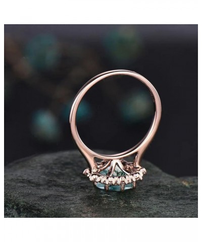 Natural Moss Agate Ring for Women 925 Sterling Silver Green Promise Ring for Women Engagement Moss Agate Jewelry for Wedding/...