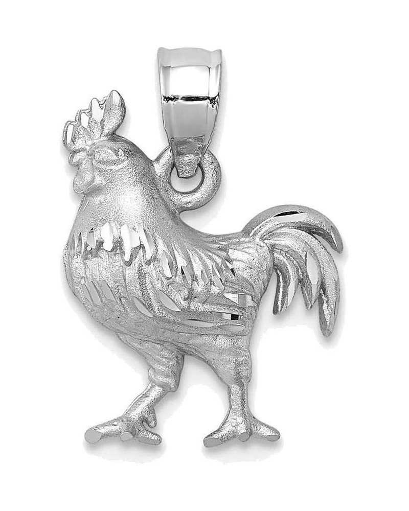 14k White Gold Satin Shiny-Cut Rooster Pendant $102.55 Pendants