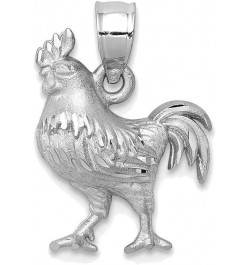 14k White Gold Satin Shiny-Cut Rooster Pendant $102.55 Pendants