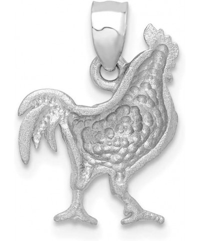 14k White Gold Satin Shiny-Cut Rooster Pendant $102.55 Pendants