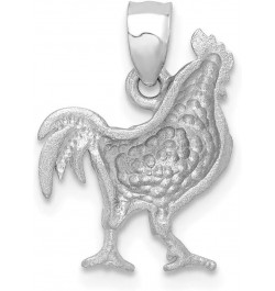 14k White Gold Satin Shiny-Cut Rooster Pendant $102.55 Pendants