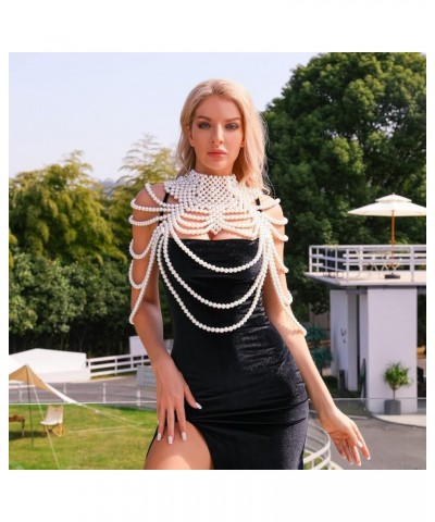 Women's Pearl Body Chain Bra Sexy Bikini Body Chain-shoulder Necklace paris Fashion Body Chain Jewelry Show Pearl-B $14.00 Bo...