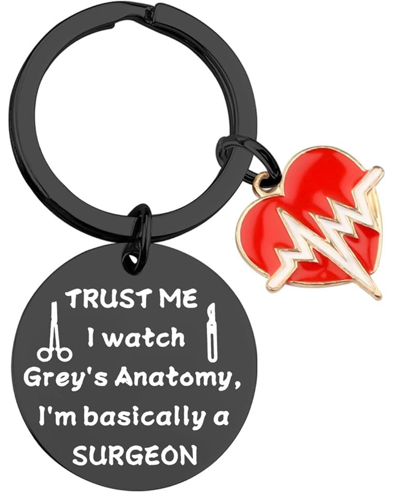 Trust Me I Watch Grey's I'm Basically A Surgeon Grey's TV Show Inspired Keychain Gift Grey Surgeon Black $9.89 Pendants