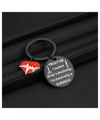 Trust Me I Watch Grey's I'm Basically A Surgeon Grey's TV Show Inspired Keychain Gift Grey Surgeon Black $9.89 Pendants