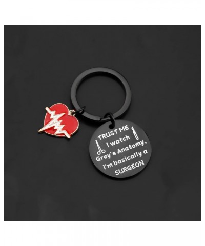 Trust Me I Watch Grey's I'm Basically A Surgeon Grey's TV Show Inspired Keychain Gift Grey Surgeon Black $9.89 Pendants