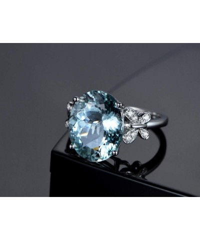 Fashion Lady Natural Stone Topaz Ring Blue Topaz Bow Ring 925 Sterling Silver Oval Gemstone Ring Engagement Ring Wedding Jewe...