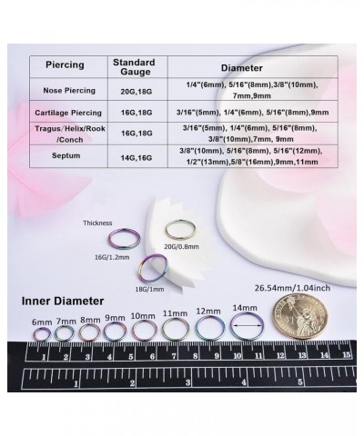 6-12Pcs 18g 20g Nose Rings for Women Men 316L Surgical Steel 16g Septum Ring Cute Tiny Cartilage Helix Conch Daith Tragus Ear...