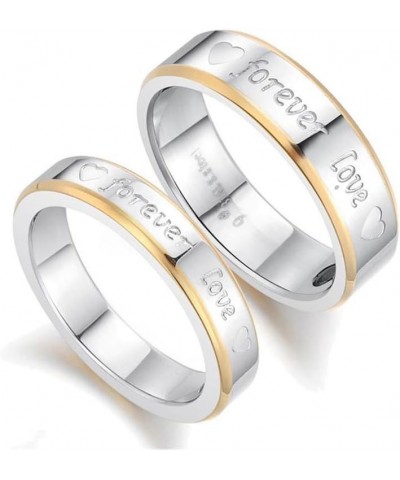 2pcs "Forever Love" Stainless Steel Promise Rings for Couple Wedding Engagement Band (Pack in Box) Men Size 10 & Women Size 8...