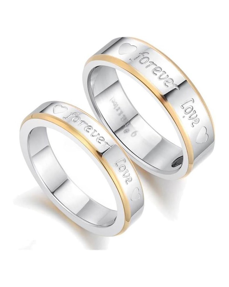 2pcs "Forever Love" Stainless Steel Promise Rings for Couple Wedding Engagement Band (Pack in Box) Men Size 10 & Women Size 8...