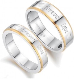 2pcs "Forever Love" Stainless Steel Promise Rings for Couple Wedding Engagement Band (Pack in Box) Men Size 10 & Women Size 8...