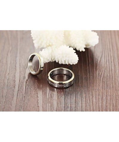 2pcs "Forever Love" Stainless Steel Promise Rings for Couple Wedding Engagement Band (Pack in Box) Men Size 10 & Women Size 8...