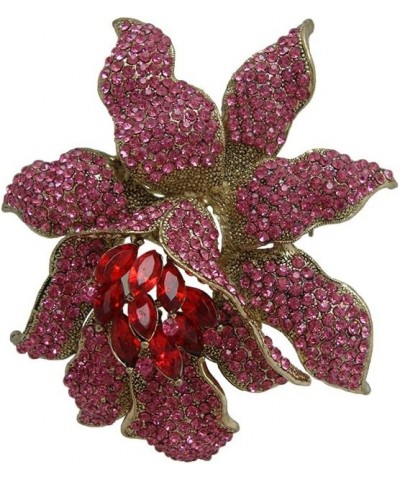 TTjewelry Classic Crystal Rhinestone Large Flowers Orchid Brooch Pins Woman Jewelry B10461600 Red $10.75 Brooches & Pins