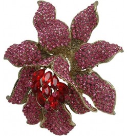 TTjewelry Classic Crystal Rhinestone Large Flowers Orchid Brooch Pins Woman Jewelry B10461600 Red $10.75 Brooches & Pins