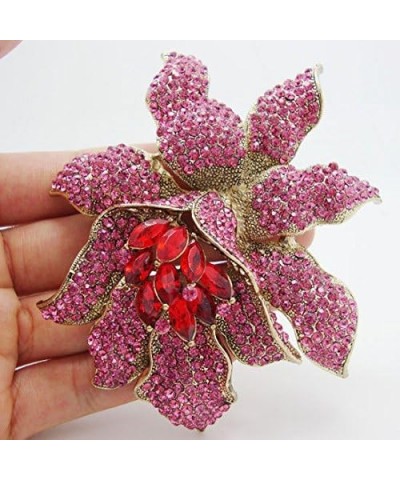 TTjewelry Classic Crystal Rhinestone Large Flowers Orchid Brooch Pins Woman Jewelry B10461600 Red $10.75 Brooches & Pins